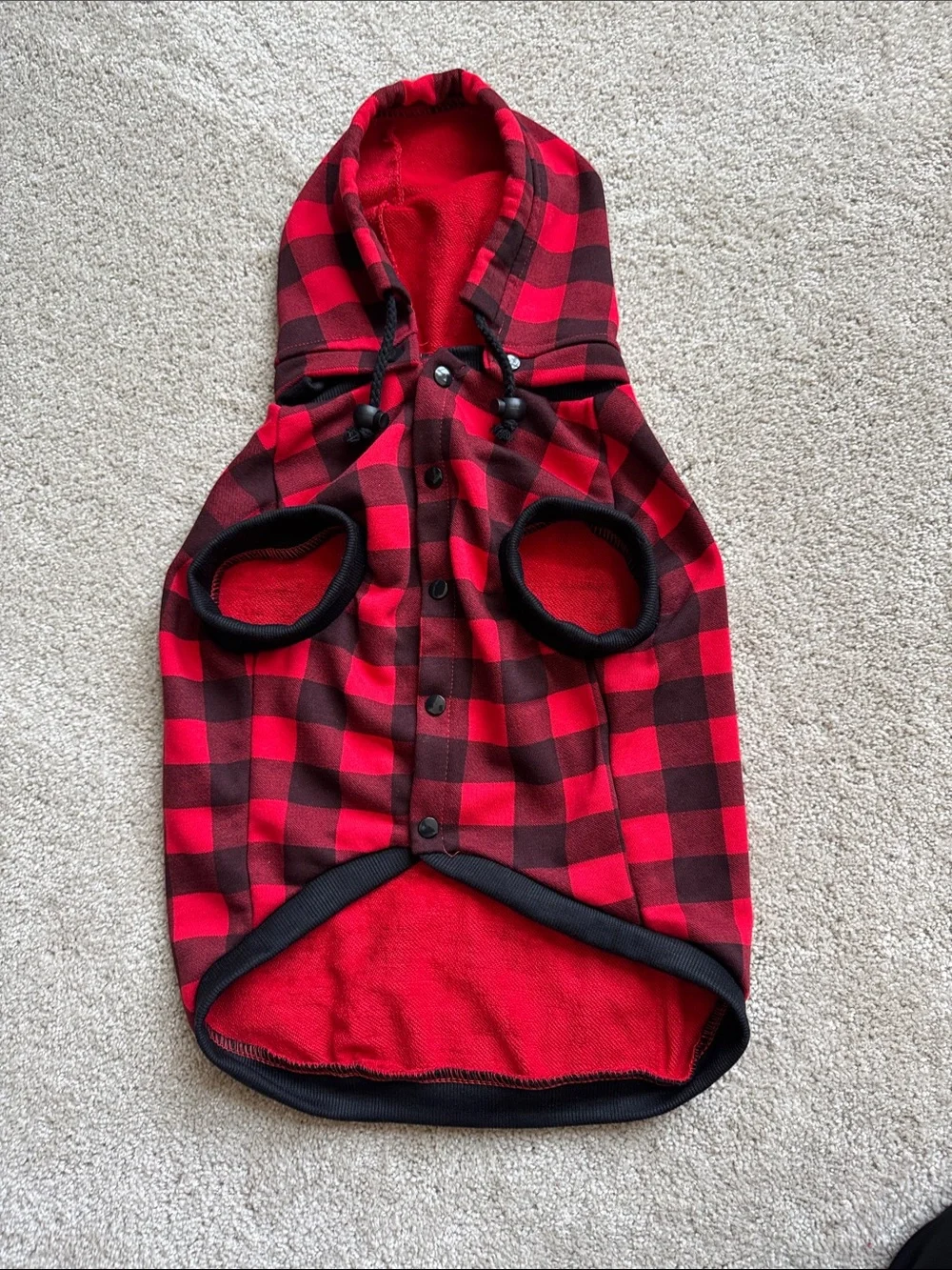 Red Buffalo Plaid Hooded snap front dog shirt
